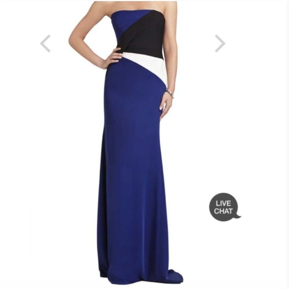 BCBGMAXAZRIA Audrianna Colorblock Satin Gown